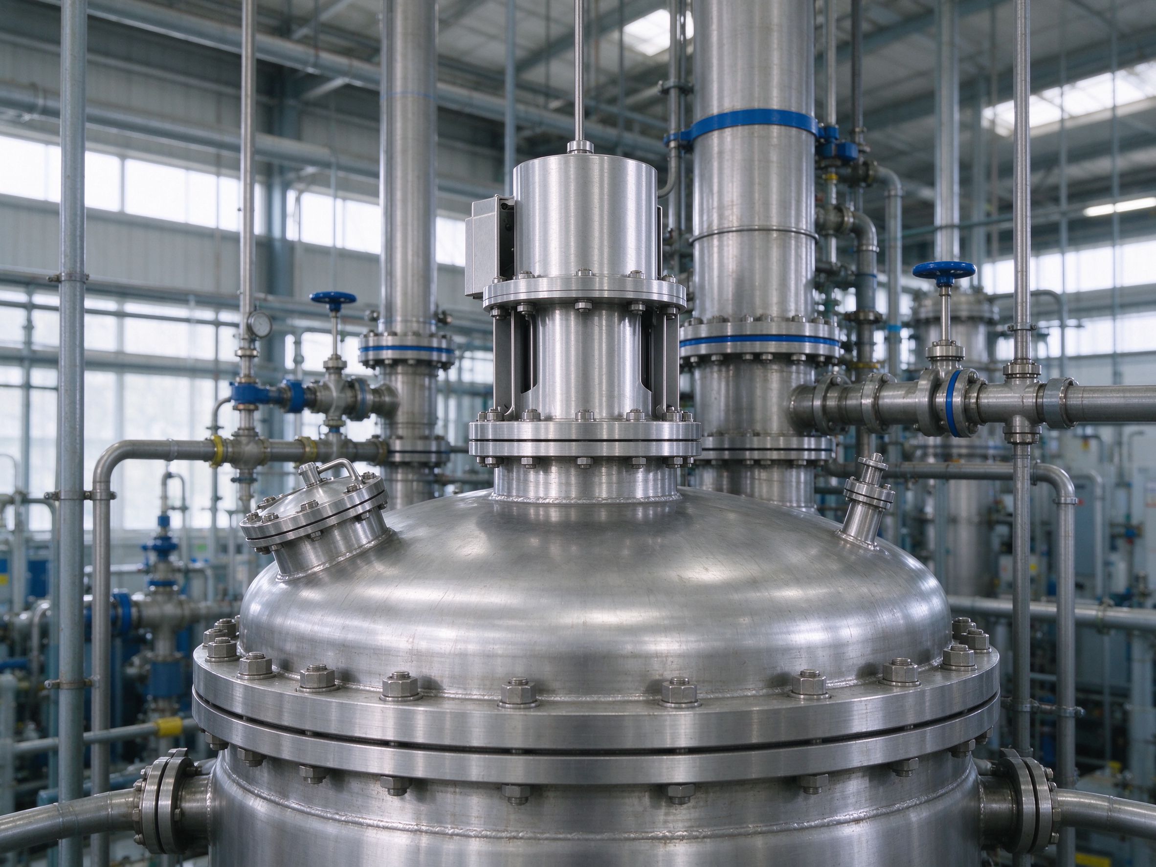 Mechanical foam breaker mounted on a chemical reactor (schematic)
