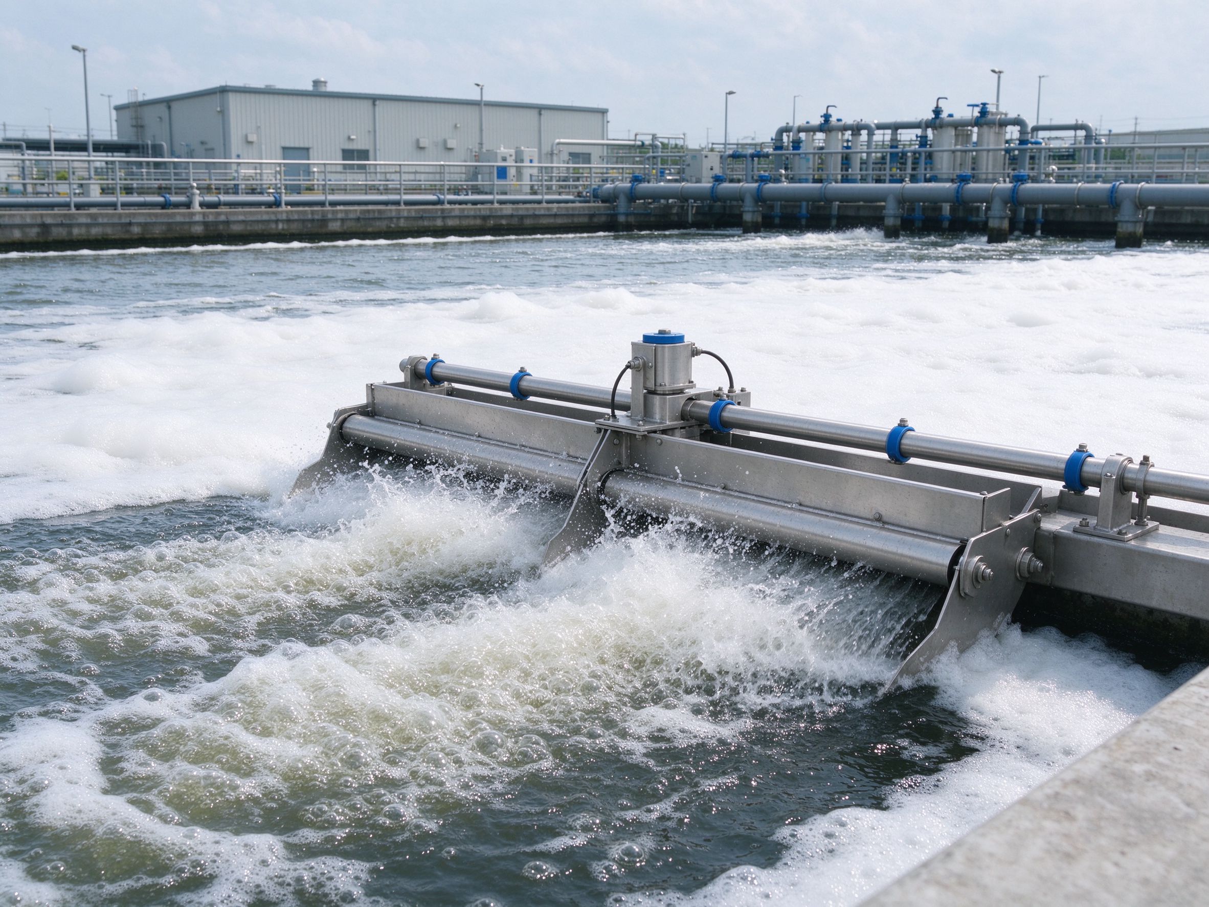 Mechanical foam breaker at a wastewater aeration basin (schematic)